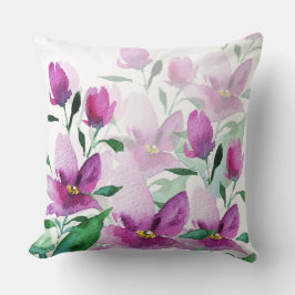 Paarse Violet Waterverf Bloemenschildering Kussen