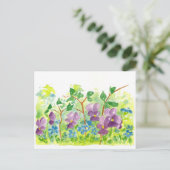 Paarse Violet Waterverf Bloemveer Briefkaart (Staand voorkant)