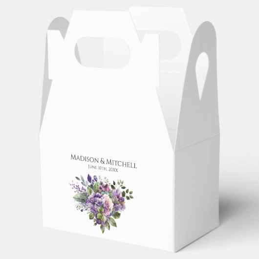 Paarse Violet Waterverf Boeket Bruiloft Bedankdoosjes (Geopend)