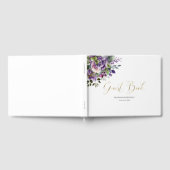 Paarse Violet Waterverf Boeket Gold Script Gastenboek (Volledig)