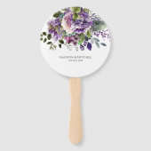 Paarse Violet Waterverf Boeket Gold Script Handwaaier (Achterkant)