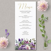 Paarse Violet Waterverf Boeket Gold Script Menu