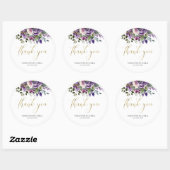 Paarse Violet Waterverf Boeket Gold Script Ronde Sticker (Vel)