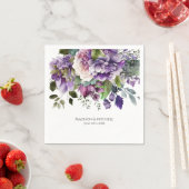 Paarse Violet Waterverf Boeket Gold Script Servet (Insitu)