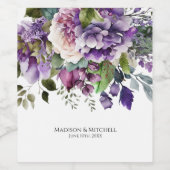 Paarse Violet Waterverf Boeket Gold Script Wijn Etiket (Enkel label)