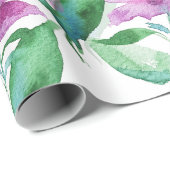 Paarse Violet Waterverf Floral handbeschilderd Cadeaupapier (Rol Hoek)