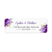 Paarse Violet Waterverf schilderende bloemen Etiket (Voorkant)