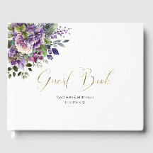 Paarse Violet Waterverfboeket Gouden Script