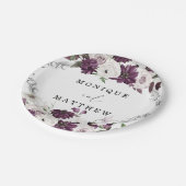 Paarse Violet White Roses Zilver Geometric Wedding Papieren Bordje (Gekanteld)