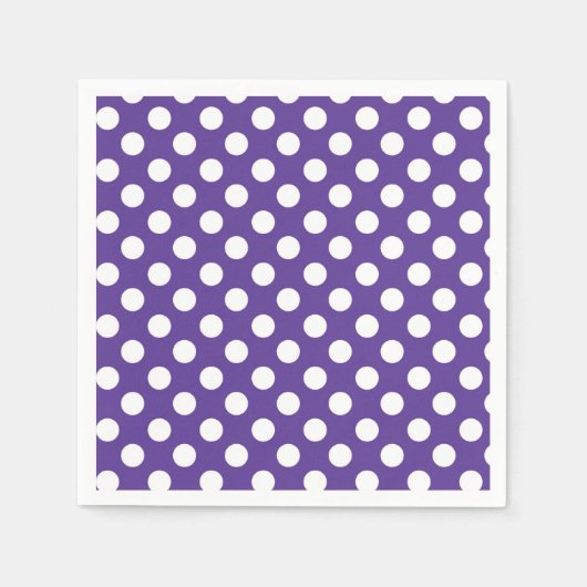 Paarse Violet & Witte Stippen Verjaardagsfeestje Servet (Voorkant)
