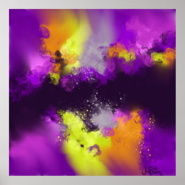 Paarse Violet Yellow Moderne Abstracte Art print