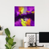 Paarse Violet Yellow Moderne Abstracte Art print (Thuiskantoor)