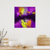 Paarse Violet Yellow Moderne Abstracte Art print (Keuken)