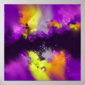 Paarse Violet Yellow Moderne Abstracte Art print (Voorkant)