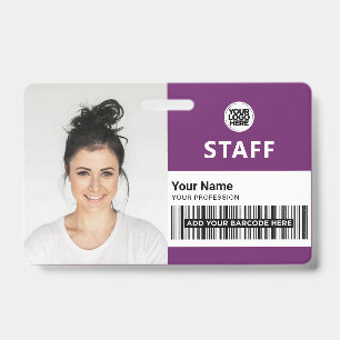 Paarse Violet Zakelijke Foto Personeelskaart Badge