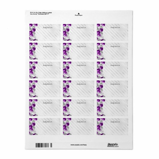 Paarse Violet Zilveren Ballon Glitter Verjaardag Etiket (Full Sheet)