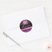 PAARSE VIOLET ZWART DAMASK MONOGRAM RONDE STICKER (Envelop)