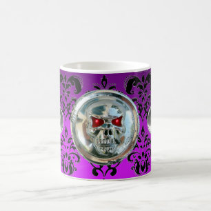 PAARSE VIOLET ZWARTE DAMASK , Amethyst Koffiemok