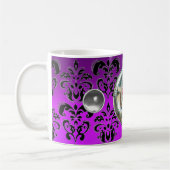 PAARSE VIOLET ZWARTE DAMASK , Amethyst Koffiemok (Links)