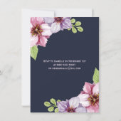 Paarse violetbloemen repetitief Dinner Kaart (Achterkant)