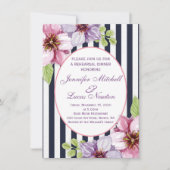 Paarse violetbloemen repetitief Dinner Kaart (Voorkant)