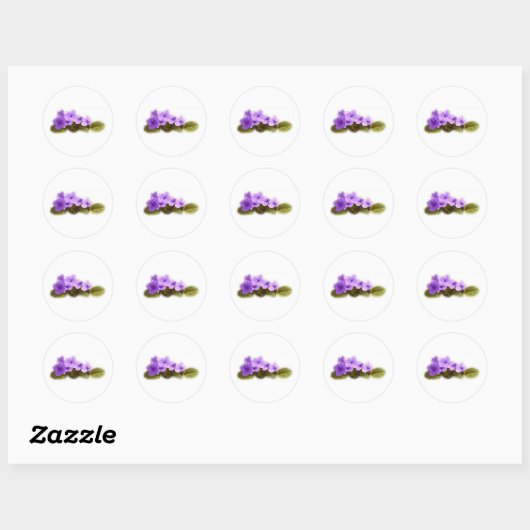 paarse violets - aanpasbaar ronde sticker (Vel)