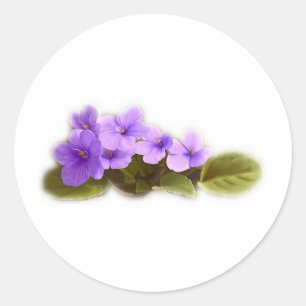 paarse violets - aanpasbaar ronde sticker