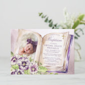 Paarse Violets Artsen Foto Uniek Baptisme Kaart (Staand voorkant)