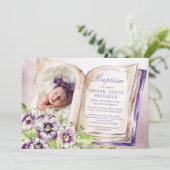 Paarse Violets Artsen Foto Uniek Baptisme Kaart (Staand voorkant)