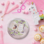 Paarse Violets Artsen Foto Uniek Baptisme Papieren Bordje (Feest)