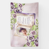 Paarse Violets Artsen Foto Uniek Baptisme Spandoek (Verticaal)