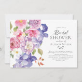 Paarse Violets Floral Bridal Shower Invitations Kaart (Voorkant)