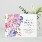 Paarse Violets Floral Bridal Shower Invitations Kaart (Staand voorkant)