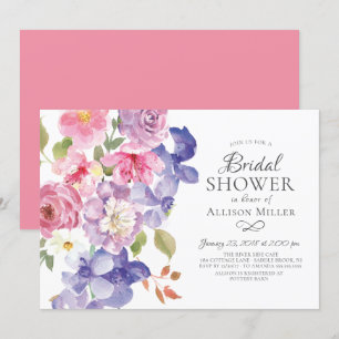 Paarse Violets Floral Bridal Shower Invitations Kaart