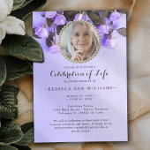 Paarse Violets Floral Elegant Celebration of Life Kaart