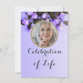 Paarse Violets Floral Elegant Celebration of Life Kaart (Achterkant)