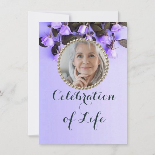 Paarse Violets Floral Elegant Celebration of Life Kaart (Achterkant)