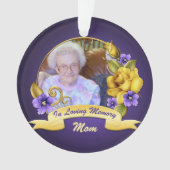 Paarse Violets Gele rozen Memorial Keepslag Ornament (voorkant)