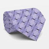Paarse Violets Geometric Floral Flower Pattern Stropdas (Opgerold)