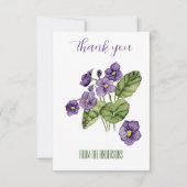 Paarse violets waterverf plat bedankje bedankkaart (Voorkant)