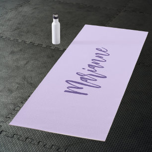 Paarse violette aangepaste naam script yogamat
