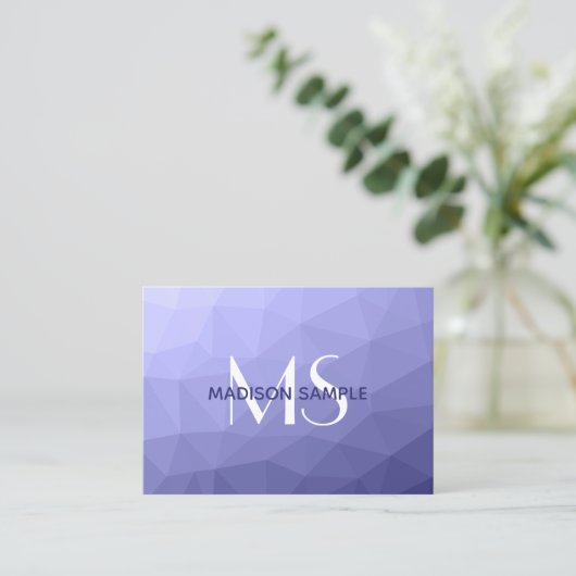 Paarse violette blauwe mesh ombre patroon Monogram Visitekaartje (Staand voorkant)