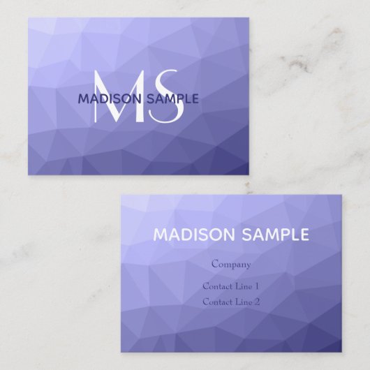 Paarse violette blauwe mesh ombre patroon Monogram Visitekaartje (Voorkant / Achterkant)