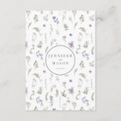 Paarse violette bloem bloeit bruiloft details kaar informatiekaartje (Achterkant)