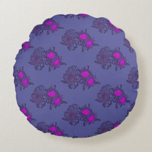 Paarse Violette Bloem Ronde Kussen
