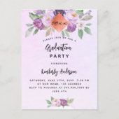 Paarse violette bloemen afstudeerfeest uitnodiging briefkaart (Voorkant)