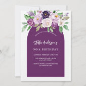 Paarse violette bloemen luxeverjaardag kaart (Voorkant)