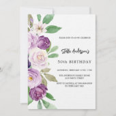 Paarse violette bloemen luxeverjaardag kaart (Voorkant)