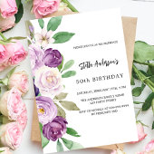 Paarse violette bloemen luxeverjaardag kaart