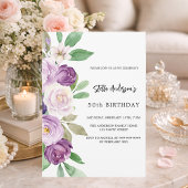 Paarse violette bloemen verjaardag kaart